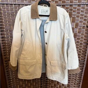 L.L. Bean Women's Cream Barn Jacket with Brown Accents